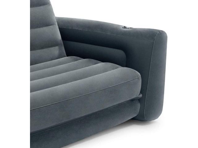 Intex Queen Size Inflatable Pull-Out Sofa Bed Sleep Away Futon Couch, Dark Gray