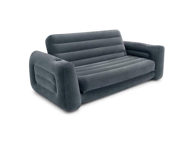 Intex Queen Size Inflatable Pull-Out Sofa Bed Sleep Away Futon Couch, Dark Gray
