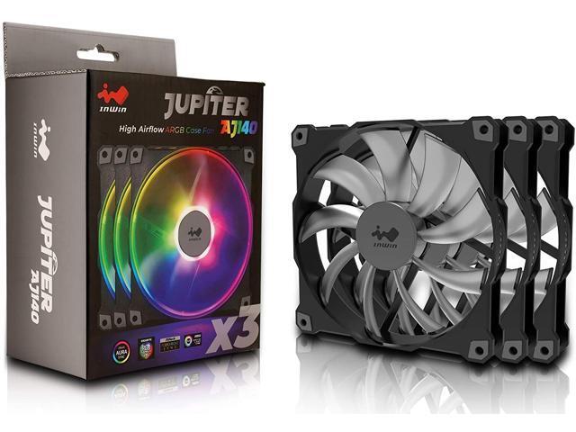 inwin jupiter aj140 addressable rgb triple fan kit 140mm high performance cooling computer case fan cooling with control (aj140