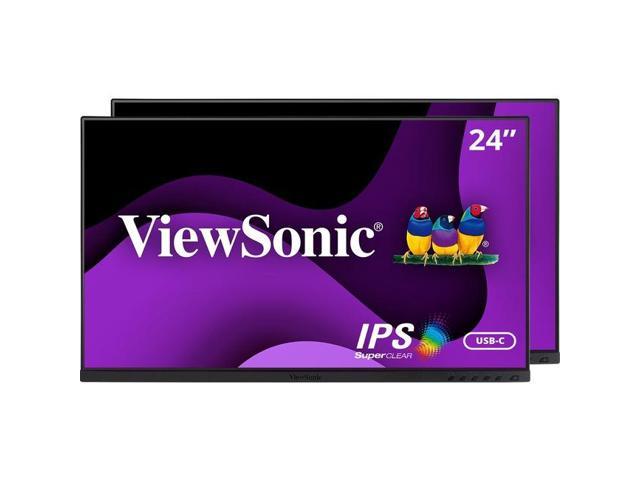 ViewSonic VG2455 56A H2 24 Inch Dual Pack Head-Only 1080p IPS Monitors with USB 3.2 Type C with 90W Power Delivery, Docking Built-In, HDMI, VGA for.
