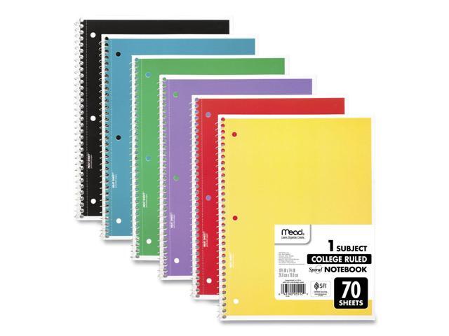 Mead Spiral Notebook College Rule 10 1/2' x 8' 70 Pages 6 Books/Pack 73065