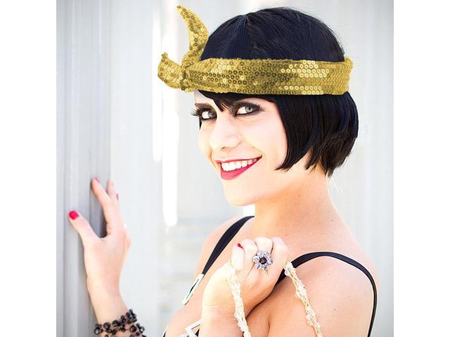 Calypso Studios Glitz Bendi Sequin Wire Headband Dance Cheer Costume Gold