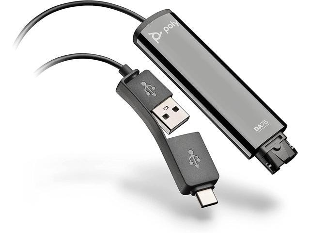 Poly DA75 USB-A / USB-C Digital Adapter (Plantronics) - Works with Poly Call Center Quick Disconnect (QD) Headsets - Acoustic Hearing Protection...