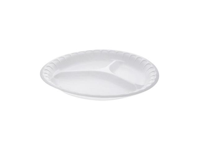 Pactiv Unlaminated Foam Dinnerware, 3-Compartment Plate, 10.25' Diameter, WE