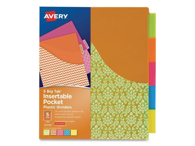 Avery - Big Tab Insertable Plastic Dividers with Pocket, 5 Tabs Pastel - Multicolor - image 4