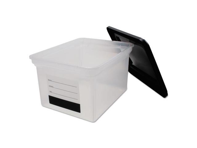 Advantus 55802 File Tote Storage Box with Snap-on Lid Closure Letter/Legal Clear/Black
