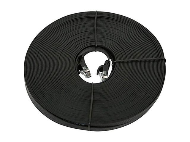 Monoprice Cat5e Ethernet Patch Cable - 100 Feet - Black Network Internet Cord - RJ45, Flat,Stranded, 350Mhz, UTP, Pure Bare Copper Wire, 30AWG