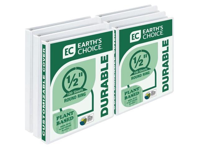 Samsill I08917 Earth's Choice View 1/2' Round 3-Ring Binder, White, 6/Pack