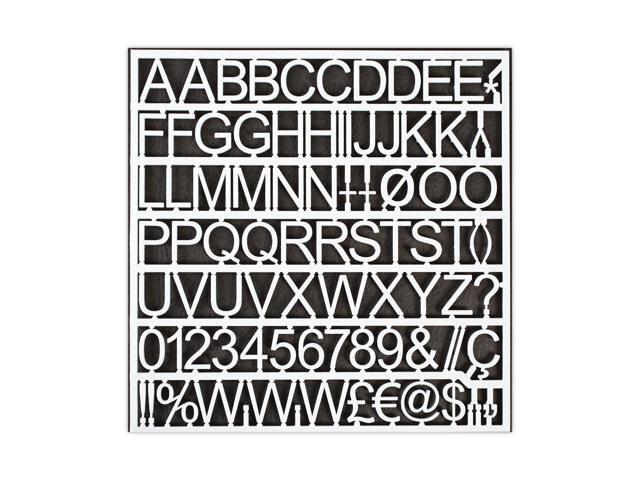 White Plastic Set of Letters, Numbers and Symbols, Uppercase, 1' Dia.