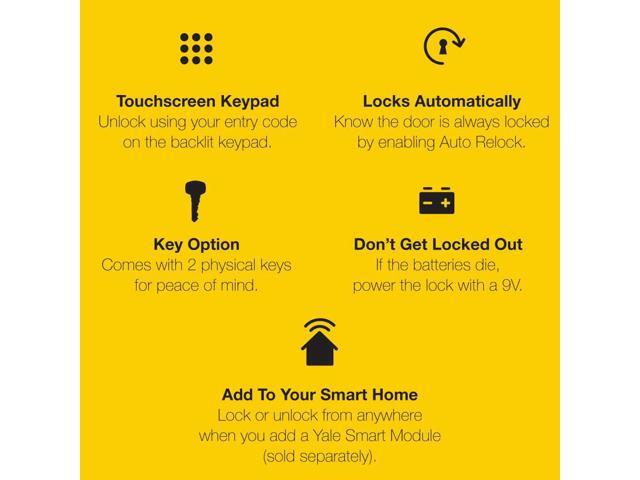 Yale - Assure Lock - Electronic Lever Lock with Touchscreen Keypad | Key Access - Satin Nickel - image 8