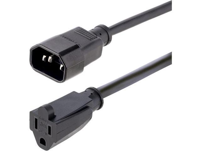 StarTech 1m IEC C14 to NEMA 5-15R Power Extension Cord Black 1415R3FPOWERCORD