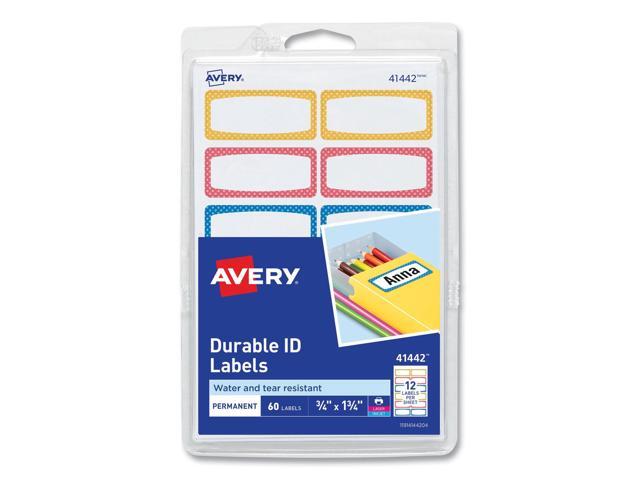 Avery Kids Handwritten Id Labels, 1.75 x .75, Bl; Og; Ylw Brdr, 60/PK (AVE41442)