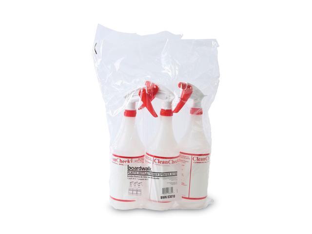 Boardwalk Trigger Spray Bottle 32 oz Clear/Red HDPE 3/Pack 03010