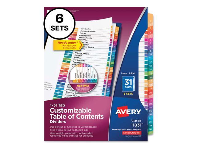 Avery - Ready Index Table of Contents Paper Dividers, 1-31 Tabs, 6 Sets/Pack - Multicolor - image 8