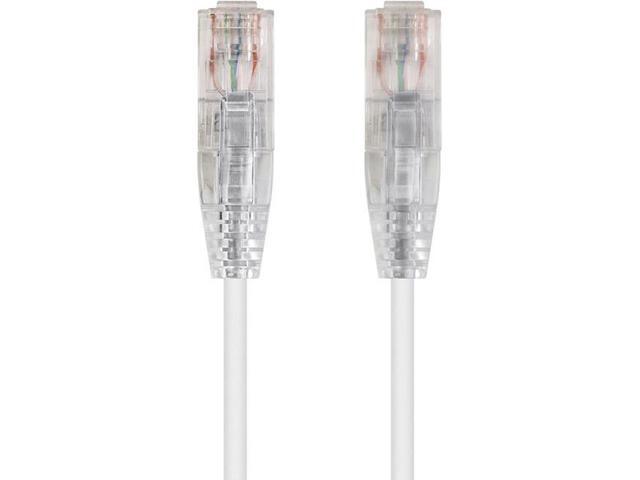 Monoprice Cat6 Ethernet Patch Cable - 1 feet - White Snagless RJ45 Stranded 550MHz UTP CMR Riser Rated Pure Bare Copper Wire 28AWG - SlimRun Series