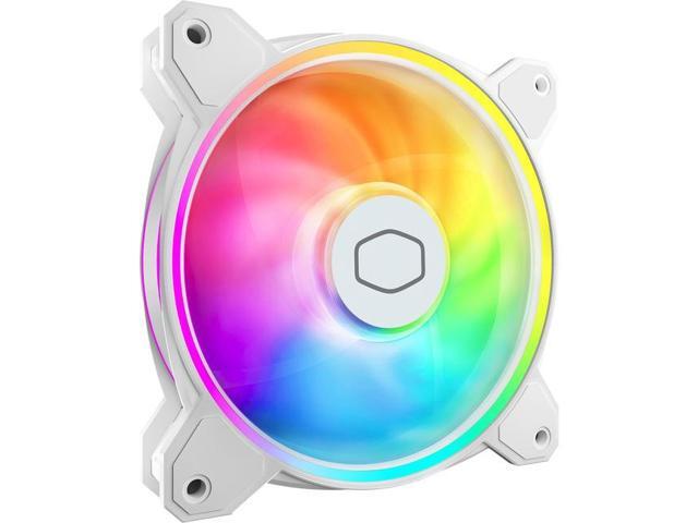 Cooler Master MasterFan MF120 Halo² White PC Case Liquid Cooler Air Cooler Fan, Dual Loop Gen 2 ARGB LEDs Rings, Dynamic PWM 120mm 2,050 RPM, Air.
