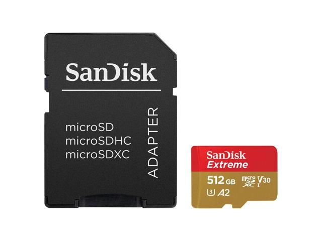 SanDisk 512GB Extreme Class 3/UHS-I (U3) V30 microSDXC 190 MB/s Read 130 MB/s Write