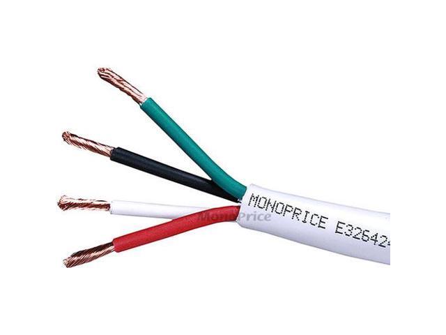 Monoprice Access Series 14 Gauge AWG CL2 Rated 4 Conductor Speaker Wire / Cable - 100ft Fire Safety In Wall Rated, Jacketed In White PVC Material...