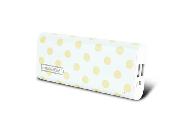 instaCHARGE 8800mAh Dual USB Power Bank Portable Battery Charger Gold Polkadot