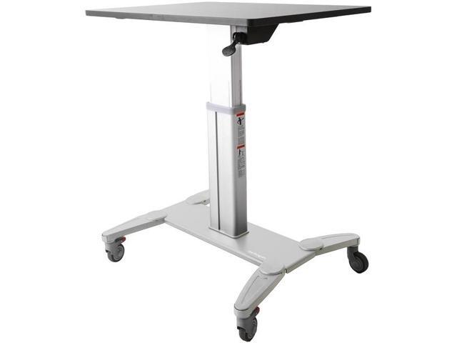 StarTech. com Sit Stand Mobile Workstation - Rolling Desk - One-Touch Height Adjustment with Lock - Standing Desk Converter - Mobile Desk