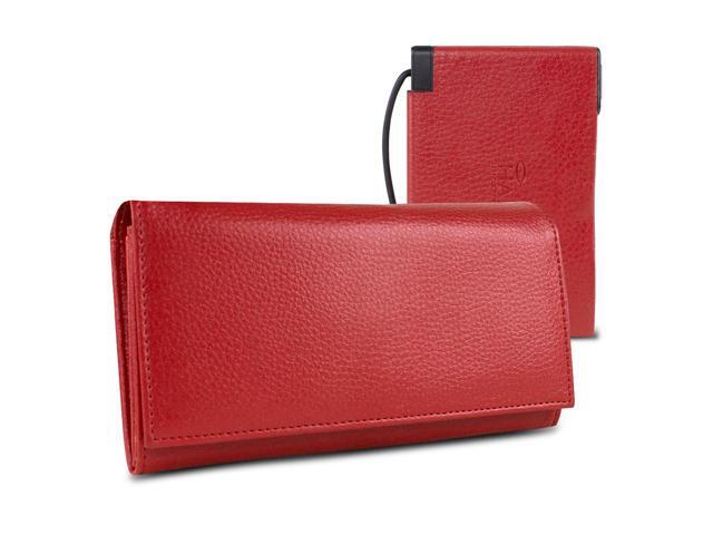 Halo Women's RFID Hack-Proof Power Wallet w/ 3000mAh Power Bank and Cable Red