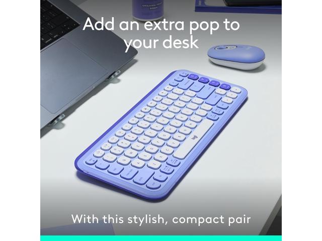 Logitech - POP ICON COMBO Compact TKL Wireless Bluetooth Keyboard and Mouse Bundle with Programmable Quiet Keys and Buttons - Lilac & Off-White - image 7