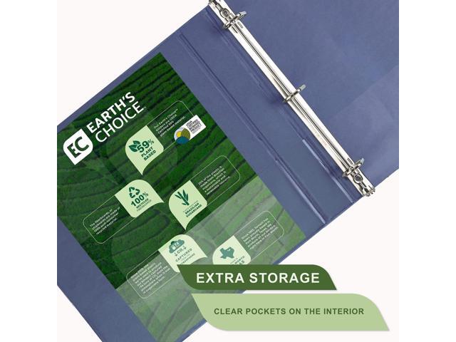 Earth's Choice Plant-Based BOHO D-Ring View Binders 1' Capacity 11 x 8.5 Indigo 2/Pack U69341