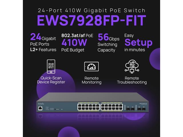 EnGenius Fit 410W PoE+ 24 Port Gigabit Switch EWS7928FP-FIT