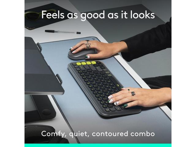 Logitech - POP ICON COMBO Compact TKL Wireless Bluetooth Keyboard and Mouse Bundle with Programmable Quiet Keys and Buttons - Graphite & Lime - image 6