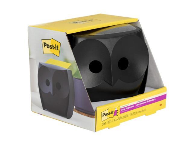 Post-it Owl Note Dispenser, Includes 1 Pad of Post-it 3 in X 3 in Super Sticky Dispenser Pop-up Notes, 45 Sheets, OWL-330-BK