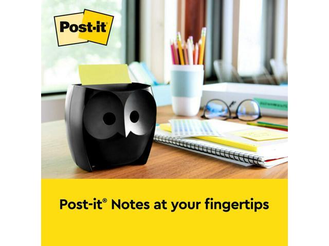 Post-it Owl Note Dispenser, Includes 1 Pad of Post-it 3 in X 3 in Super Sticky Dispenser Pop-up Notes, 45 Sheets, OWL-330-BK