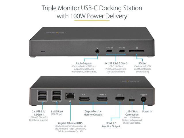 USB-C DOCKING STATION 10GBPS - DUAL OR TRIPLE MONITOR MST USB C DOCK 4K 60HZ (2X