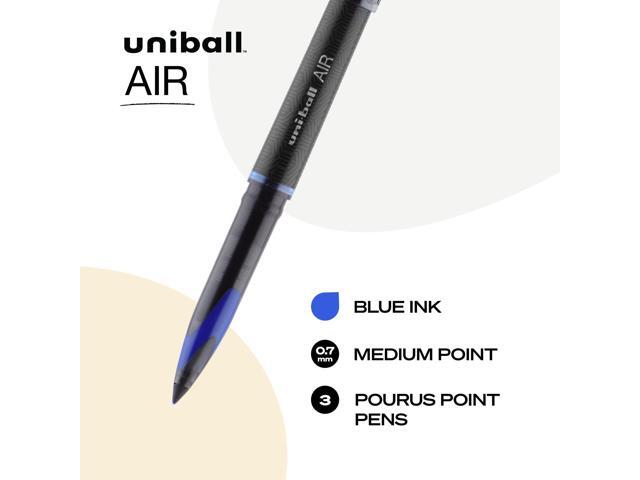 AIR Porous Gel Pen Stick Medium 0.7 mm Blue Ink Black/Blue Barrel 3/Pack 1926810