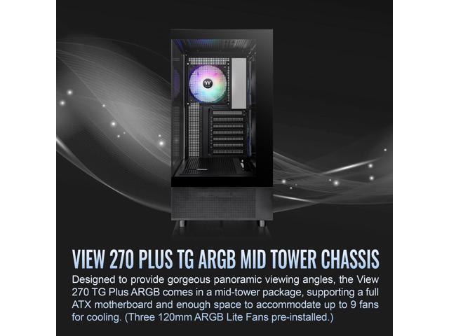 Thermaltake - View 270 Plus TG ARGB Mid Tower E-ATX PC Case - Black - image 10