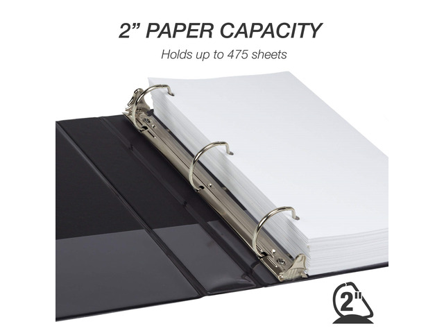 Samsill Durable 2' View D-Ring Binder, Black, Set of 4, MP46460