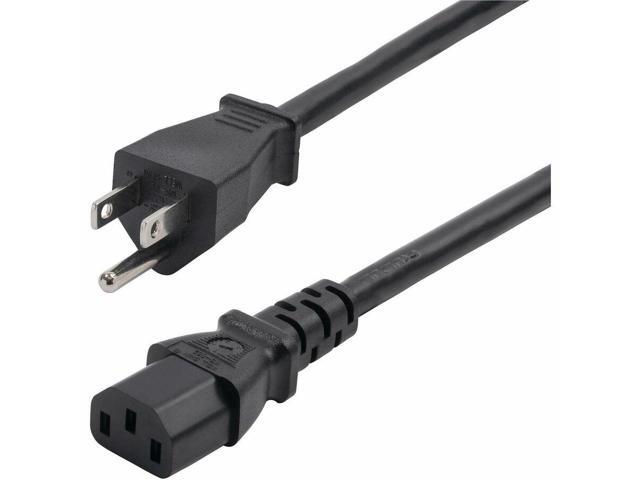 StarTech 8ft 2.4m Computer Power Cord NEMA 5-15P to IEC 60320 C13 AC Power Cable 13A 125V 16AWG UL Listed TAA