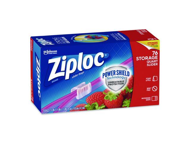 Ziploc Slider Storage Bags, 1 qt, 5.88' x 7.88', Clear, 9/Carton 662102