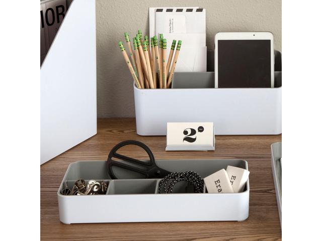 Advantus Fusion Five-Compartment Plastic Accessory Holder 12.25x6x2 Gray 37526