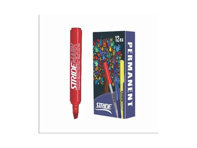 StrideMARK Permanent Chisel Tip Marker RED 12-Pack 22003