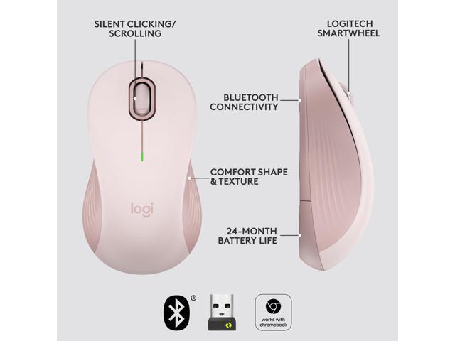 Logitech - Signature M550 Wireless Bluetooth Optical Ambidextrous Mouse with Silent Clicks - Wireless - Rose - image 11