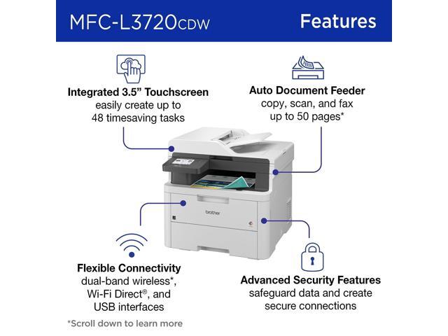 Brother - MFC-L3720CDW Wireless Digital Color All-in-One Printer with Laser Quality Output, Great for Small Offices - White - image 4
