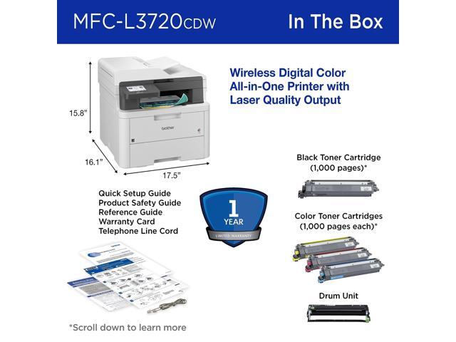 Brother - MFC-L3720CDW Wireless Digital Color All-in-One Printer with Laser Quality Output, Great for Small Offices - White - image 6