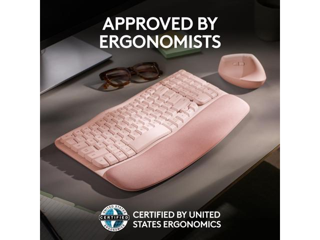 Logitech - Wave Keys Ergonomic Wireless Membrane Keyboard for Windows/Mac with Integrated Palm-rest - Rose - image 12