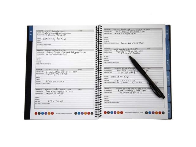 Re-Focus the Creative Office Large Password Keeper Book, 7.5x10', Black