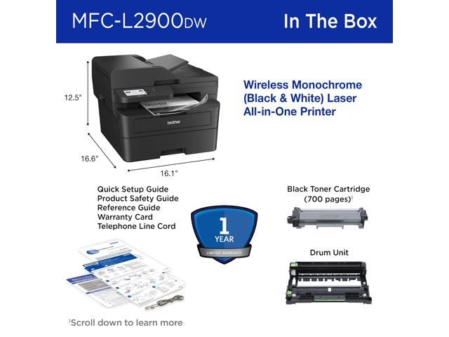 Brother - MFC-L2900DW Wireless Black-and-White Refresh Subscription Eligible All-In-One Laser Printer, Great for Small Offices - Gray - image 9