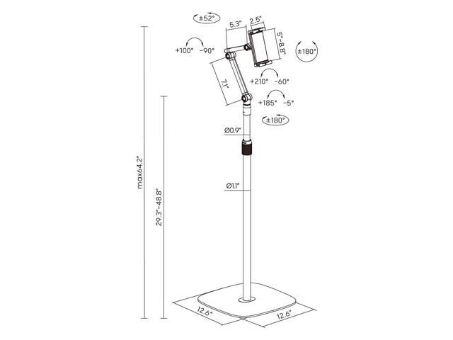 Tablet and Phone Stand Floor Stand Black TS830