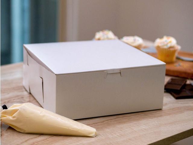 Tuck-Top Bakery Boxes, Paperboard, White, 12 x 12 x 5 0987