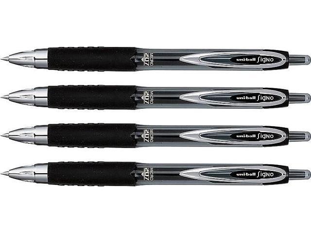uni-Ball Signo 207 Gel Pen, Retractable, Fine 0.5 mm, Black Ink, 4/Pack 61270