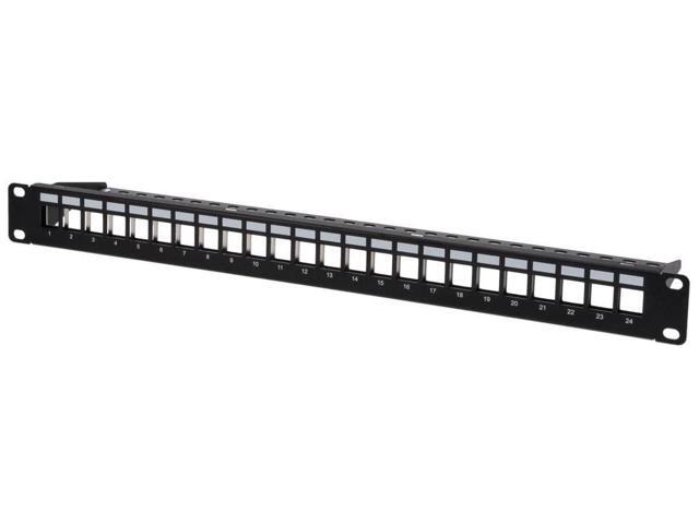 Monoprice 24-Port 1U Blank Keystone Shielded Network Patch Panel T568A/B