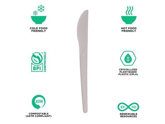 Plantware Compostable Cutlery Knife Plastic White 1000/Carton EPS011W